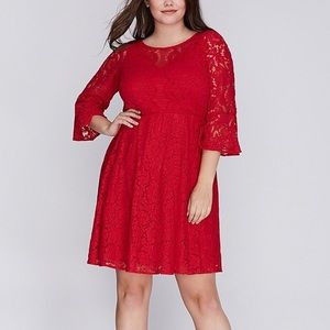 Lane Bryant Lace Bell Sleeve Sheath Dress Red